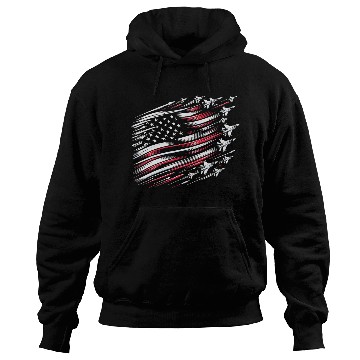 Discover Patriotic Red Blue Us Flag Fighter Jets Hoodies