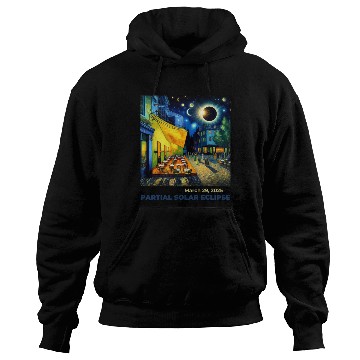 Discover March 29, 2025 Partial Solar Eclipse Night Scene Hoodies