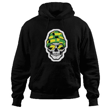 Discover Human Skull Wearing Green Beanie Hoodies