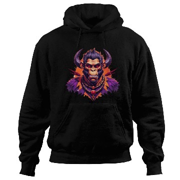 Discover Tribal Monkey Warrior Mascot Illustration on White Hoodies