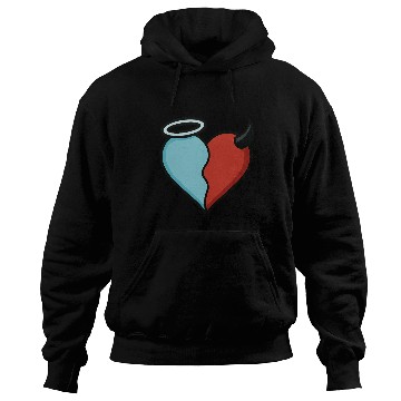 Discover Divided Heart Good and Evil Contrast Angel, Devil Hoodies