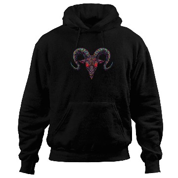 Discover Psychedelic Demon Head with Spiral Horns Hoodies