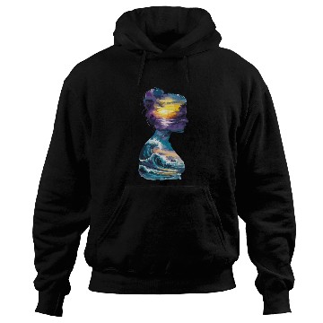 Discover Sunset and Ocean Waves Silhouette Art for Nature Hoodies