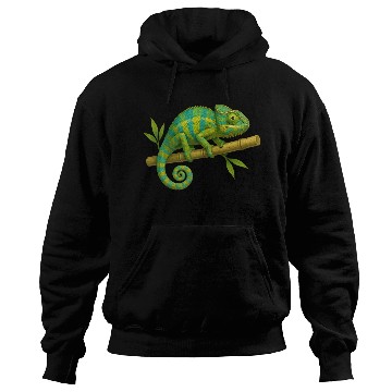 Discover Colorful Chameleon on Bamboo Branch Hoodies