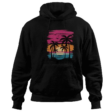 Discover Sunset Palm Tree Beach Scene Hoodies