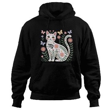 Discover Virgo Zodiac Cat with Daisies Hoodies
