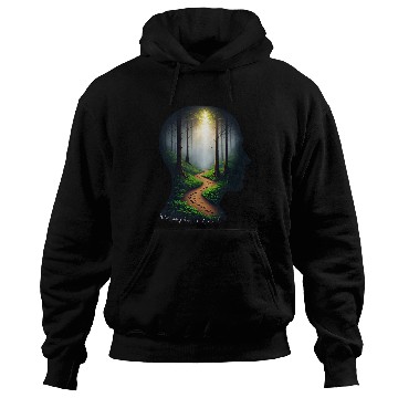 Discover Silhouette Face with Forest Path Hoodies.