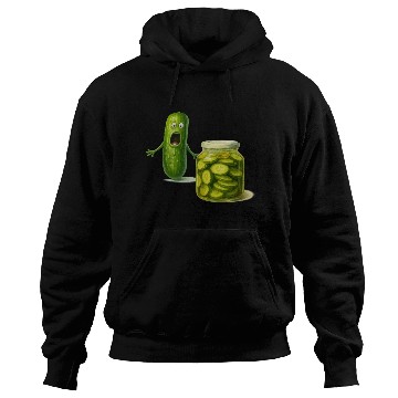 Discover Funny Pickle Cartoon Cute Dill Pickle Jar Reaction Hoodies
