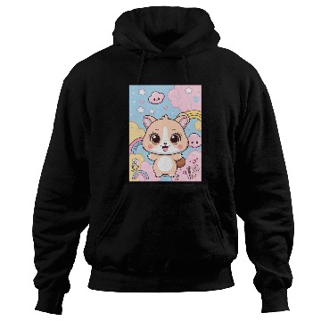 Discover Kawaii Corgi in Rainbow Cloudland Hoodies