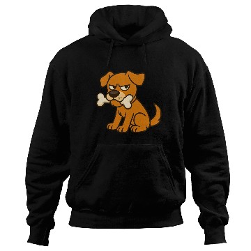 Discover Grumpy Dog with Bone – Cute Cartoon Style Hoodies