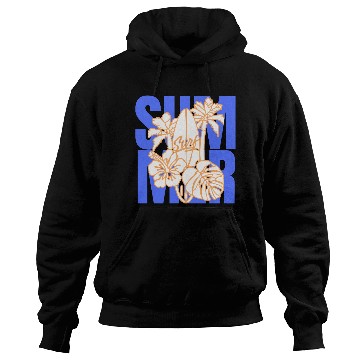 Discover Summer Surfboard & Palm Tree Tropical Design Hoodies