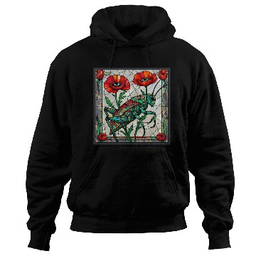 Discover Grasshopper cricket stained glass poppy flower Hoodies