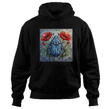 Discover Beetle stained glass bug design vibrant poppy Hoodies