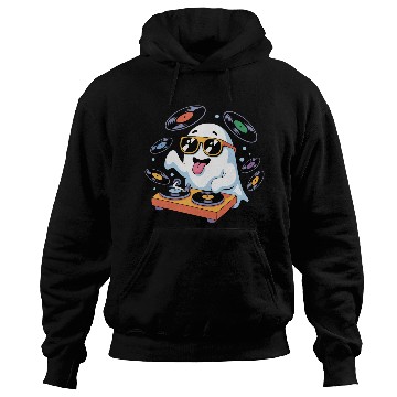 Discover Retro Ghost DJ With Vinyl Records Hoodies