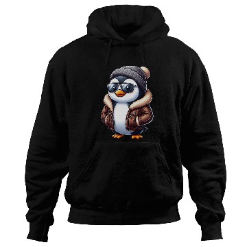 Discover Cool penguin with sunglasses hat leather jacket Hoodies