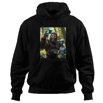 Discover BIGFOOT TAKING A SELFIE WITH AN ALIEN 1 Hoodies