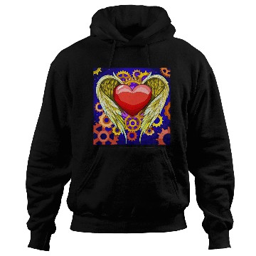 Discover Mechanical Heart with Angel Wings Hoodies