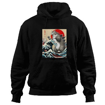 Discover Catzilla Cat Japanese Art Funny Cat Hoodies