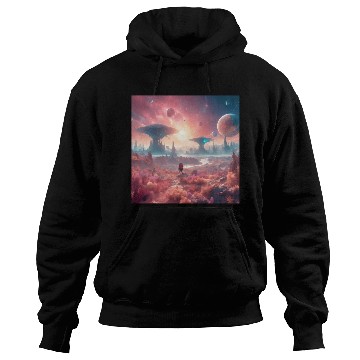 Discover Alien Planet Explorer in Surreal Landscape Hoodies