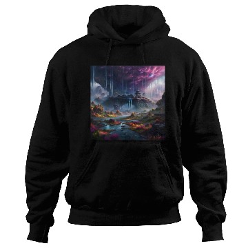 Discover Alien Planet: Fantasy Mountain Cityscape Hoodies