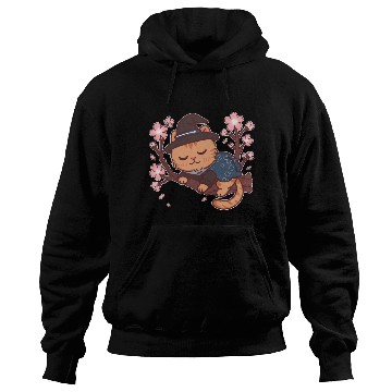 Discover Kawaii Wizard Cat Sleeping on Sakura Tree – Magic  Hoodies