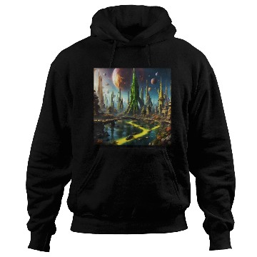 Discover Alien World / Futuristic Sci-Fi Cityscape Hoodies
