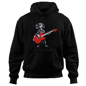 Discover Dachshund Playing Guitar Funny Rock and Roll Dog Hoodies