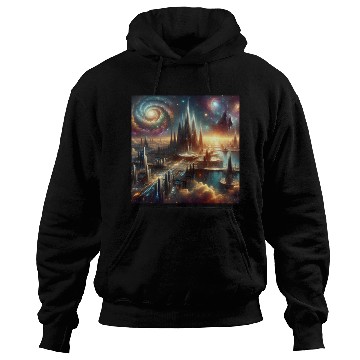 Discover Future Sci-Fi Cityscape Alien Planet King's Castle Hoodies