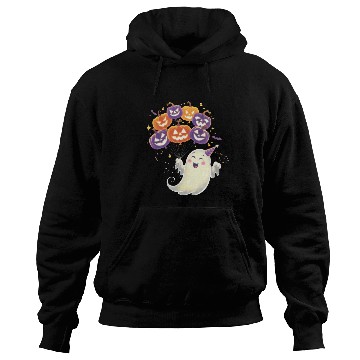 Discover Halloween Ghost with Jack-o'-Lantern Balloons Hoodies
