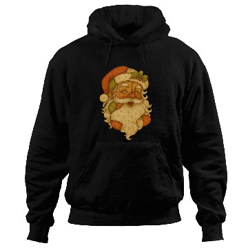 Discover Patchwork Santa Face Vintage Christmas Folk Art Hoodies