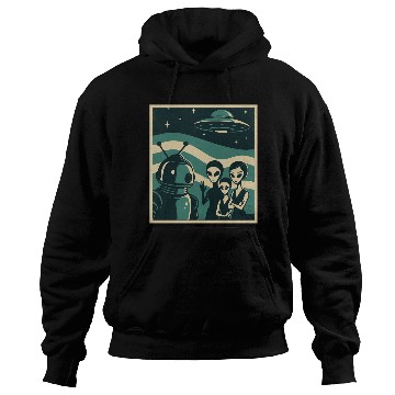 Discover Retro Sci-Fi Alien Encounter Design Hoodies