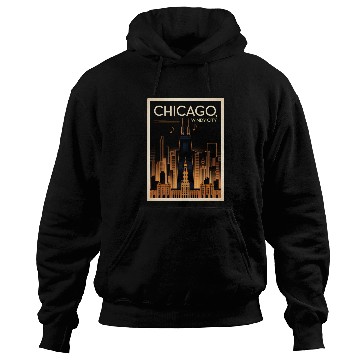 Discover Chicago Skyline Nightscape Design Hoodies