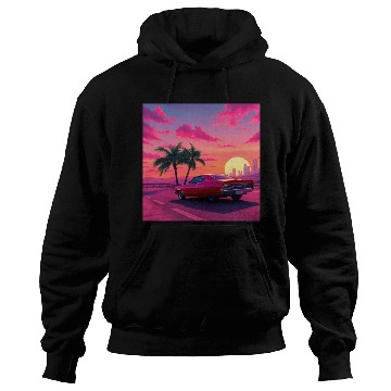 Discover Neon Drift Sunset on the Synthwave Highway Hoodies
