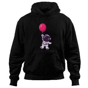 Discover Astronaut Holding Pink Balloon Illustration Hoodies