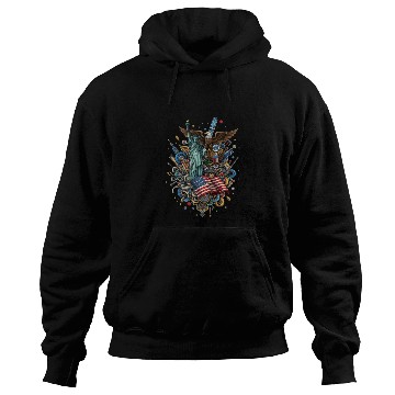 Discover Patriotic US Icon Collage Print Hoodies