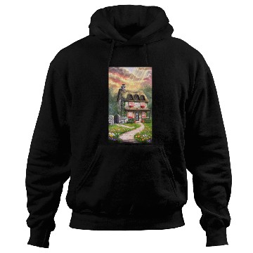 Discover Fairy Tale Cottage in Sunrise Light Hoodies