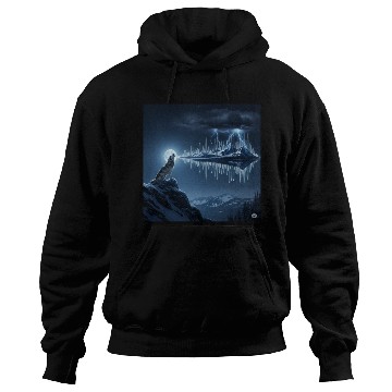 Discover Mystic Mountain Wolf Sound Wave Hoodies