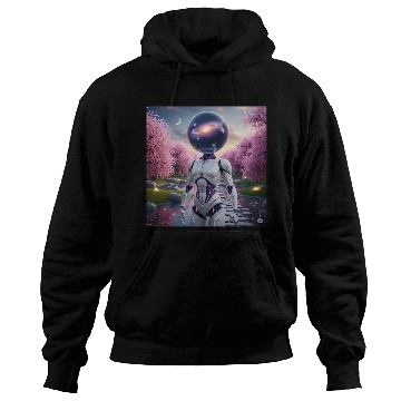 Discover Futuristic Robot in Cherry Blossom Paradise Hoodies