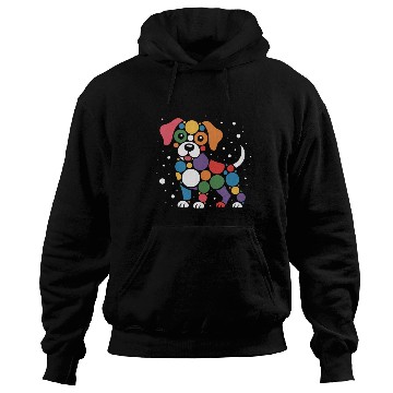 Discover Colorful Dotty Dog Illustration Hoodies