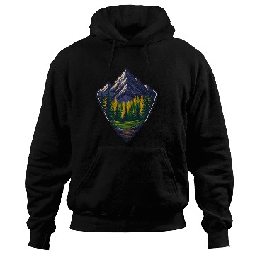 Discover Mountain Wilderness Nature Shield Hoodies
