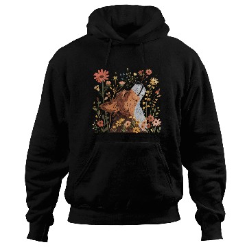 Discover Serene Howling Wolf Amid Floral Bloom Hoodies