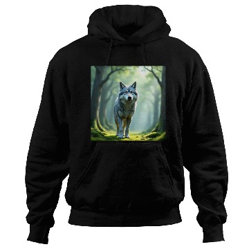 Discover Mystic Forest Wolf Illustration Hoodies