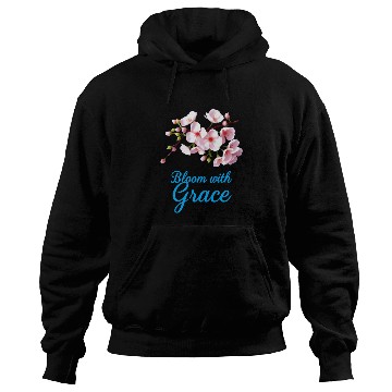 Discover Cherry Blossom Bloom with Grace Text Hoodies