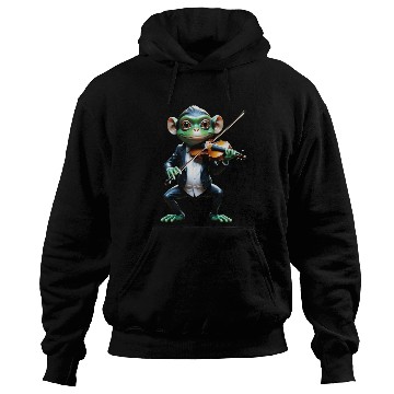Discover Elegant Monkey Playing Violin Art Hoodies