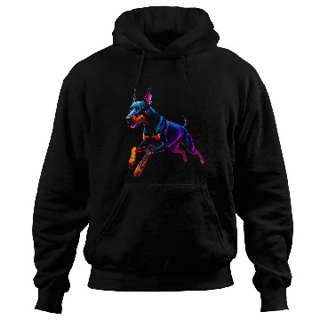 Discover Neon Doberman Running Illustration Hoodies