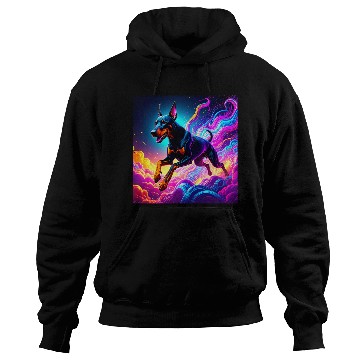 Discover Neon Doberman Illustration Hoodies