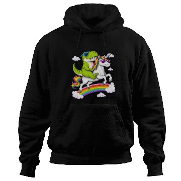 Discover T-Rex Dinosaur Riding Unicorn Hoodies