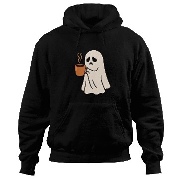 Discover Spooky Ghost with Coffee Mug Design Hoodies