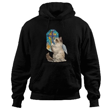 Discover Celestial Cat with Stained Glass Cross Hoodies