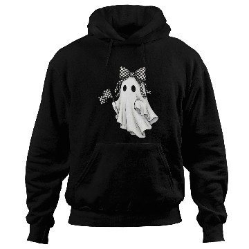 Discover Ghost Boo Checkered Bow Race Day Racing Flag Racer Hoodies